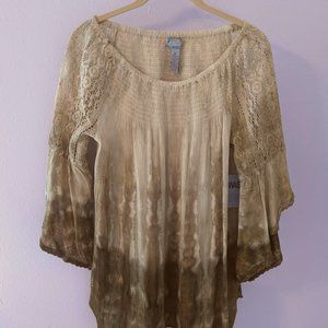 New Peasant Green Tie Dyed Tunic, size Medium